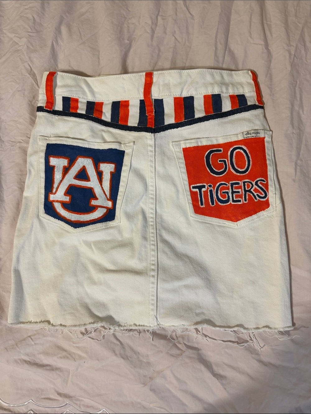 Hand painted Custom Auburn University Ella Moss White Denim Skirt